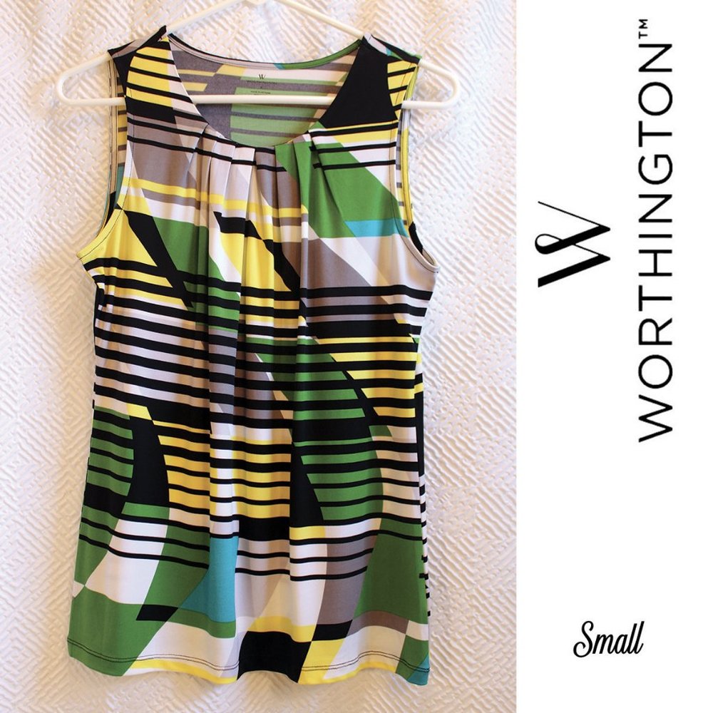 Worthington Multi-Colored Sleeveless Top Small